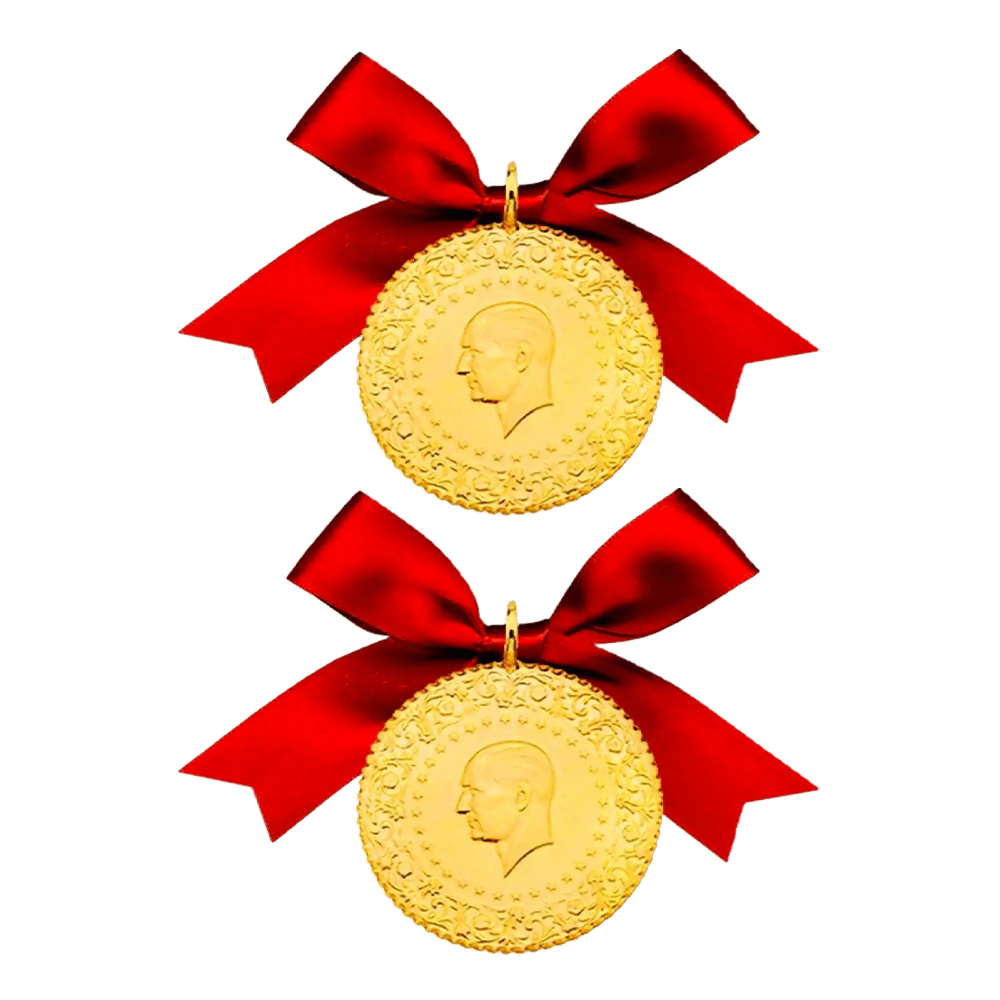 Sarrafiye - 2 Adet Eski Tarihli Yarım Altın