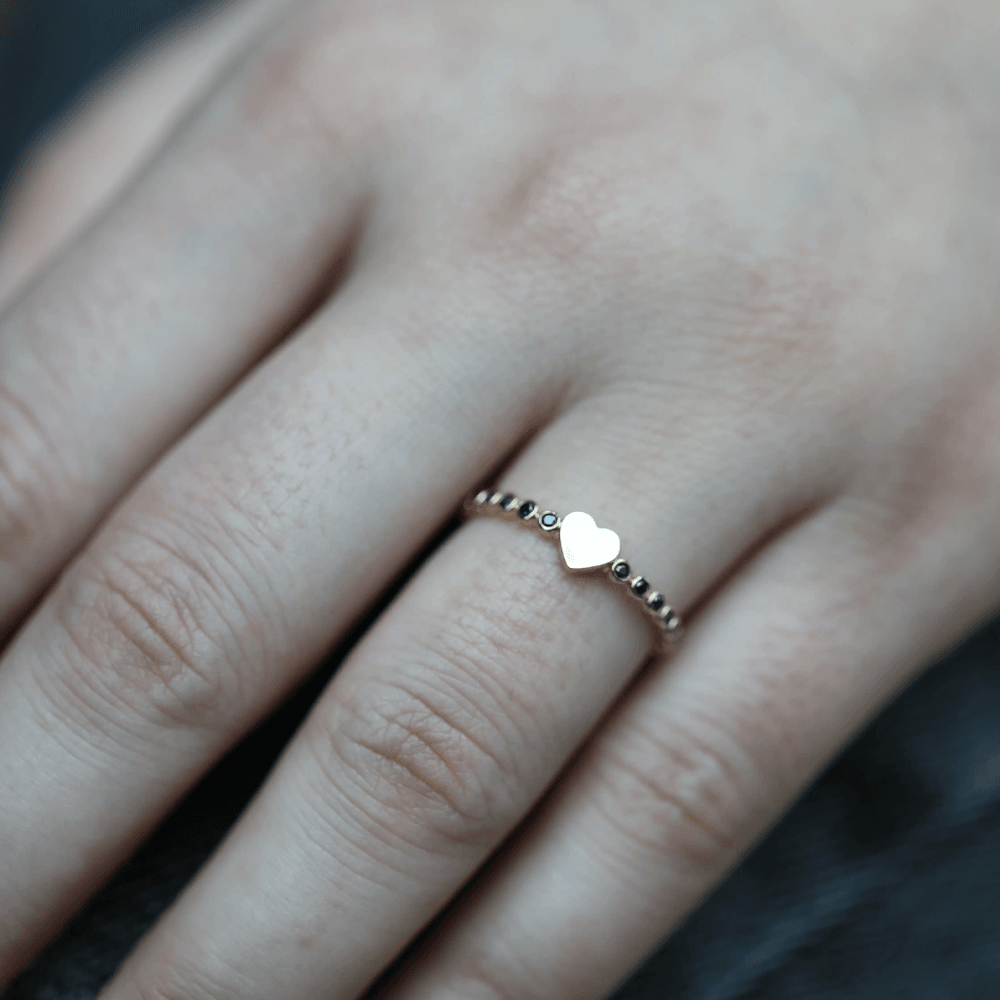 Yeşil Minimal Kalp Yüzük